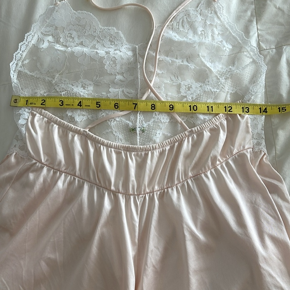 Vintage White Lace and Pink Teddy Bodysuit Elegant Romper - Picture 10 of 12